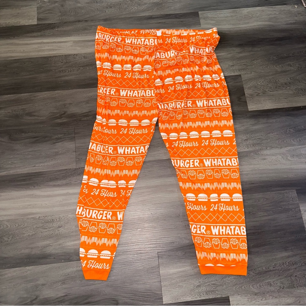Whataburger Adult Pajama PJ Pants Orange & White Logo Unisex 3Xl Jogger NWOT